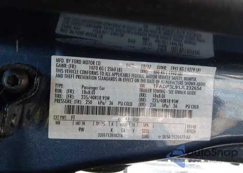 2018 Ford Focus St from USA, damaged, VIN 1FADP3L91JL232654